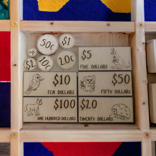 Wooden play money